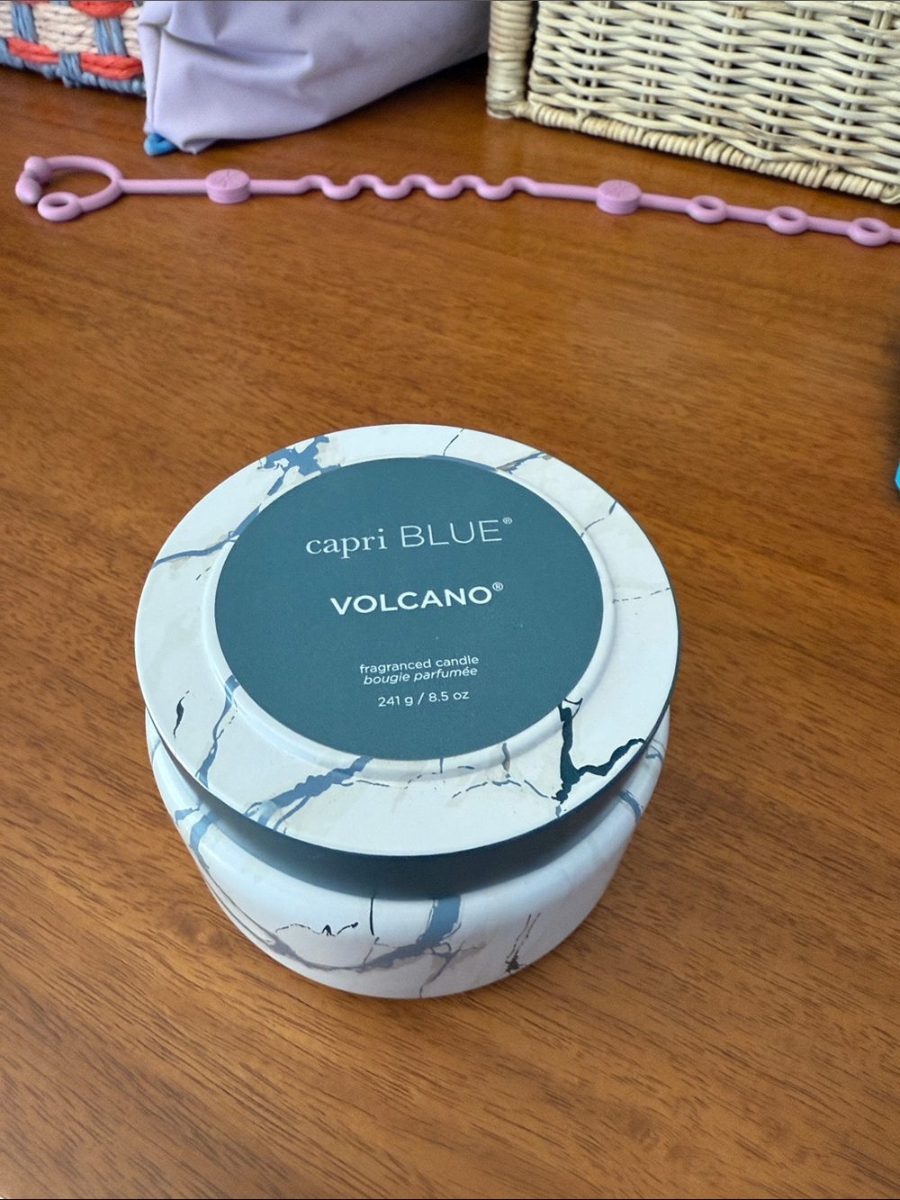 capri BLUE Volcano Fragranced Candle - White with Blue Accents